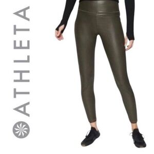 Athleta Gray All Over Gleam High Rise Tight Faux Leather Leggings